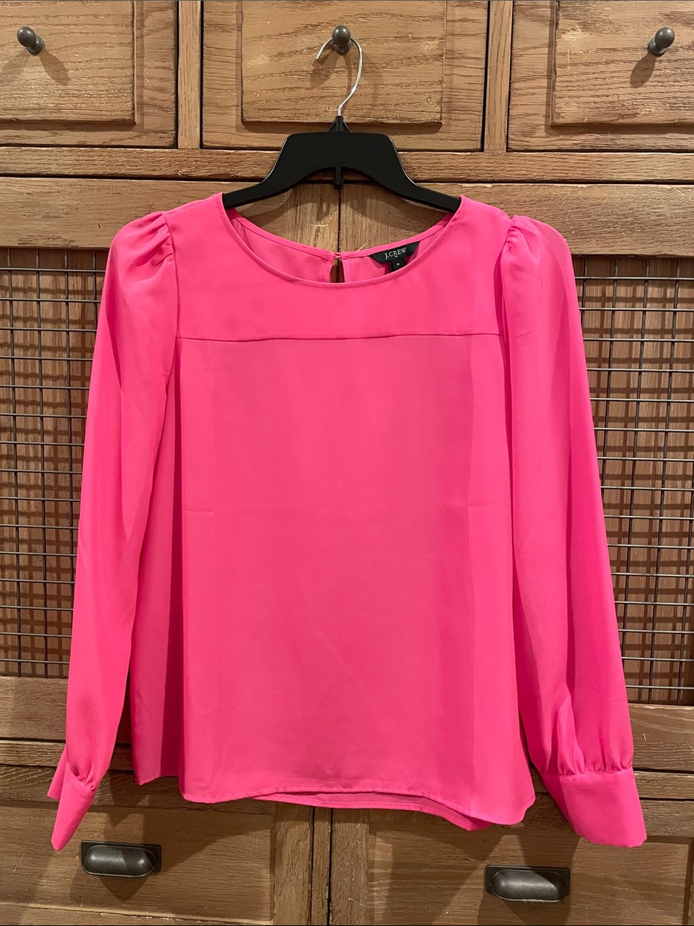 J. Crew Hot Pink Long Sleeve Blouse